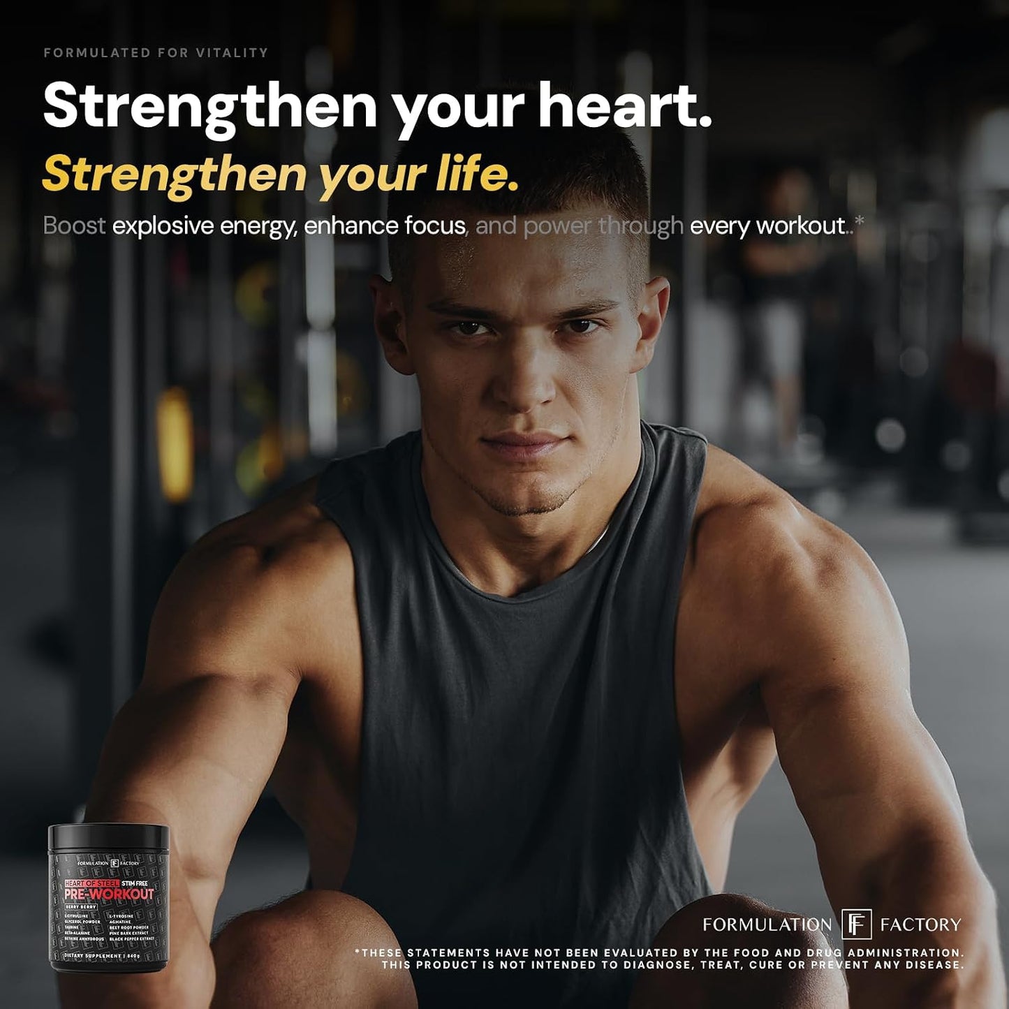 Formulation Factory Heart of Steel Nitric Oxide Supplements for Men & Women, Nitric Oxide Booster for Blood Flow & Circulation with L-Citrulline 1000mg, L-Arginine, CoQ10 & Resveratrol - 120 Capsules