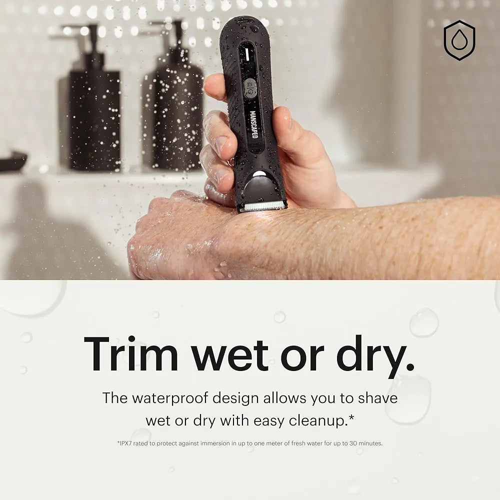 MANSCAPED The Lawn Mower 3.0 Plus Waterproof Electric Groin and Body Hair Trimmer for Men, Tuxedo Black