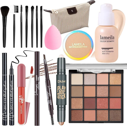 YBUETE Professional All-in-One Makeup Kit with Cosmetic Bag for Girls and Women