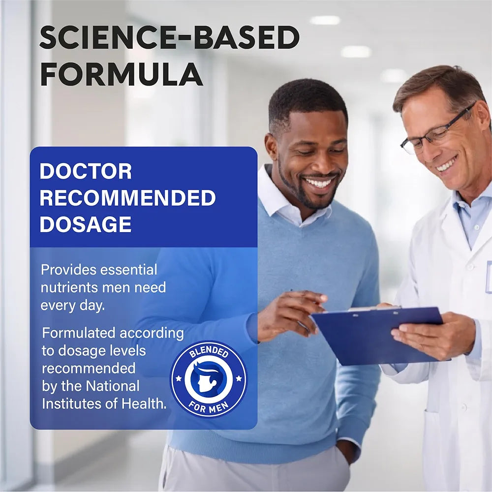 Multivitamin for Men - B-Complex | Whole Foods & Enzymes - Energy, Focus & Brain | Men's Health Complex - 46in1 Mens Multivitamin - Bioavailable & Gentle on Stomach - Lab Tested - 90 Capsules, 1/Day