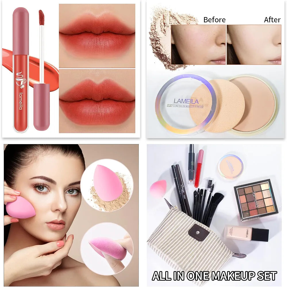 YBUETE Professional All-in-One Makeup Kit with Cosmetic Bag for Girls and Women