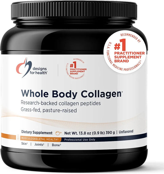 Designs for Health Whole Body Collagen Powder - Hydrolyzed Collagen Peptides Powder for Healthy Skin & Hair, Joint + Bone Health - Fortigel & Verisol Collagen, Unflavored 