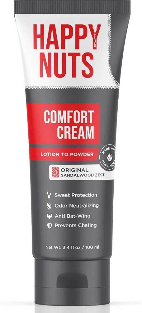 HAPPY NUTS Comfort Cream Deodorant for Men: Aluminum-Free Anti-Chafing and Odor Control for Private Parts, 3.4 Fl Oz