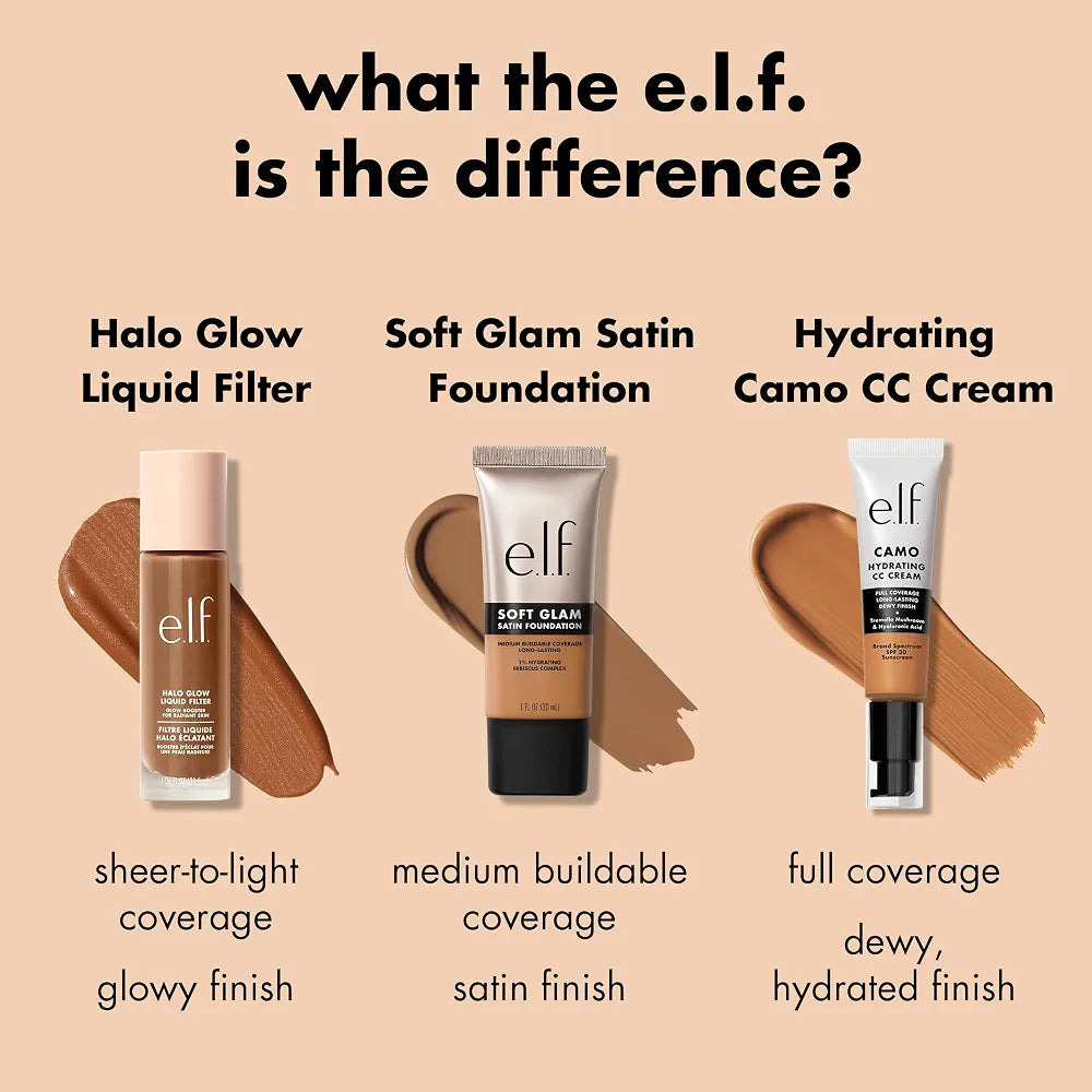 e.l.f. Soft Glam Satin Foundation - Medium Coverage, Long-Lasting, Buildable, Vegan & Cruelty-Free - 25 Light Neutral