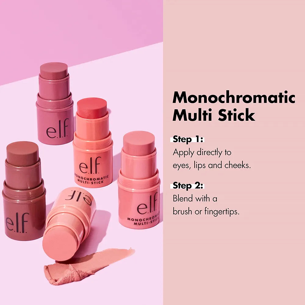e.l.f. Monochromatic Multi Stick - Sparkling Rose, Creamy Lightweight Versatile Makeup Stick, 0.17 Oz
