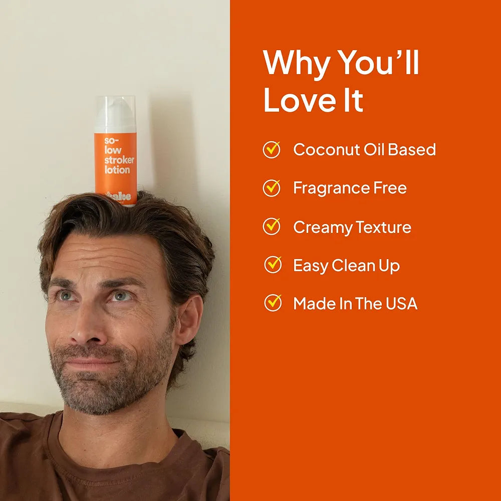 Hello Cake So-Low Stroker Lotion - Premium Moisturizing Personal Lubricant for Men with Coconut Oil, Avocado Oil, and Aloe Vera, 3.3 fl oz