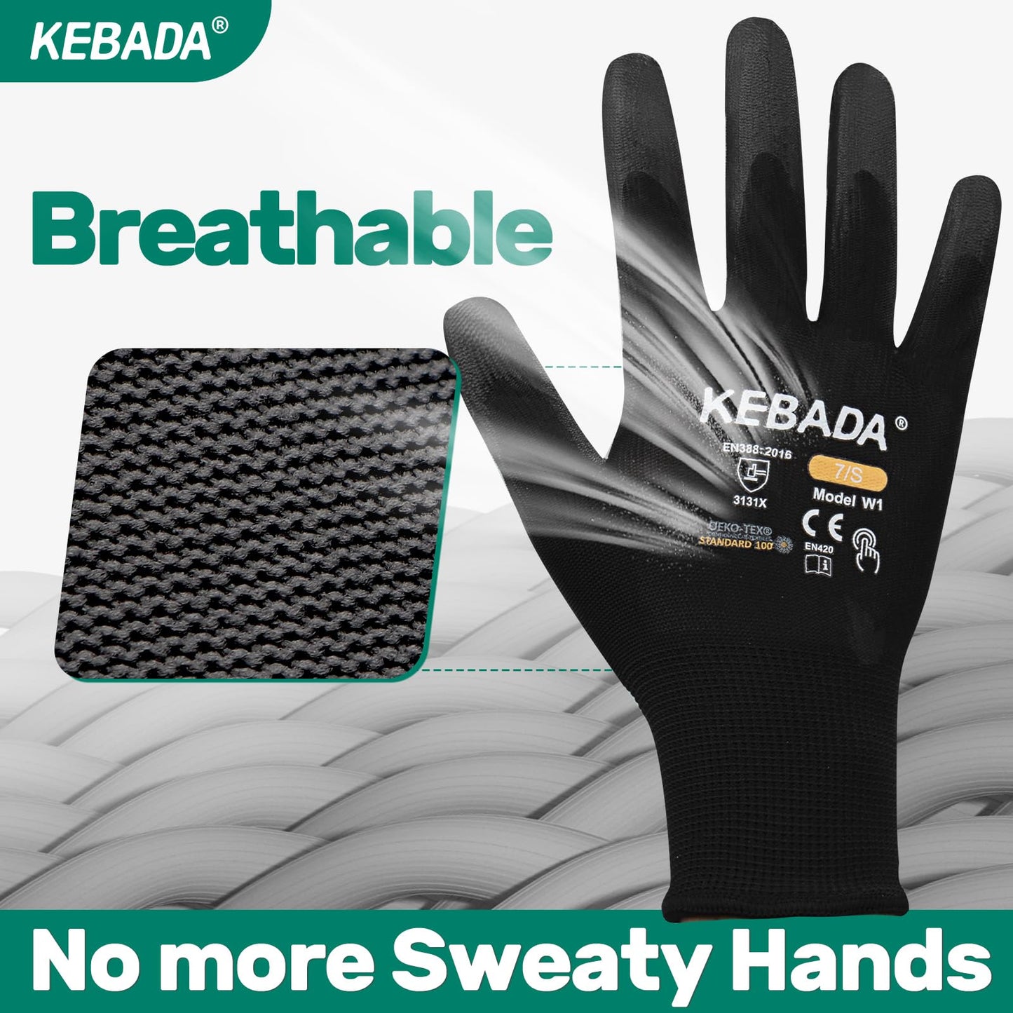 W1 Safety Work Gloves for Men & Women, Touchscreen, PU Coated | 12 Pairs, Gray, Breathable Seamless Knit, Lightweight, Secure Grip. Ideal for Warehouse, Construction, Gardening & Mechanics