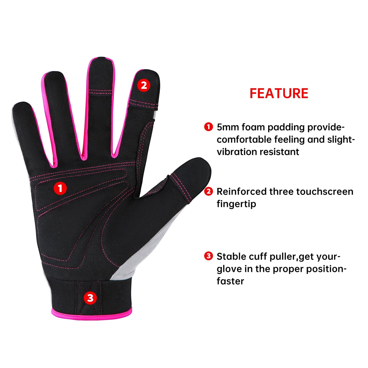 DULFINE Flex Grip Mechanic 1 Pair Pack Work Gloves for Women Pink M | Fit-Padded Knuckles & Palm, Touch Screen, Flexible, Breathable, Ideal for Gardening Yardwork Warehouse