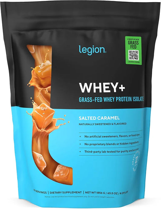 LEGION Whey+ Protein Whey Isolate from Grass Fed Cows  - Whey Protein Isolate Powder Low Calorie, Non-GMO, Sugar Free, Lactose and Gluten Free, All Natural Protein Powder
