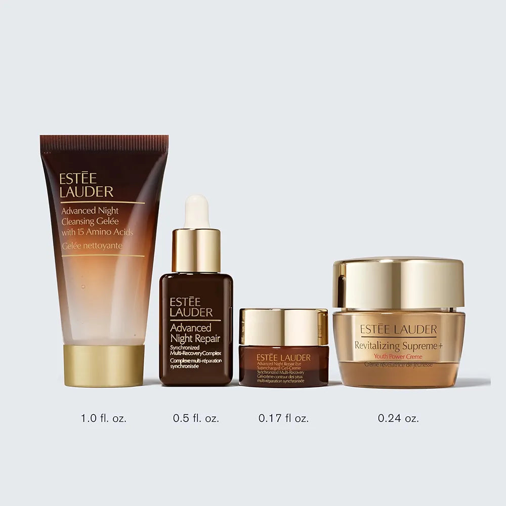 Estée Lauder Get Ready Routine 4-Piece Skincare Gift Set | Cleanse + Repair + Moisturize | Includes Cleanser 1 Fl Oz, Eye Cream 0.17 Fl Oz, Face Serum 0.5 Fl Oz & Moisturizer 0.24 Ounce