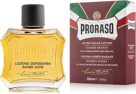 Proraso After Shave Lotion, Sandalwood Oil & Shea Butter, Moisturizing Splash for Coarse Beards, 3.4oz