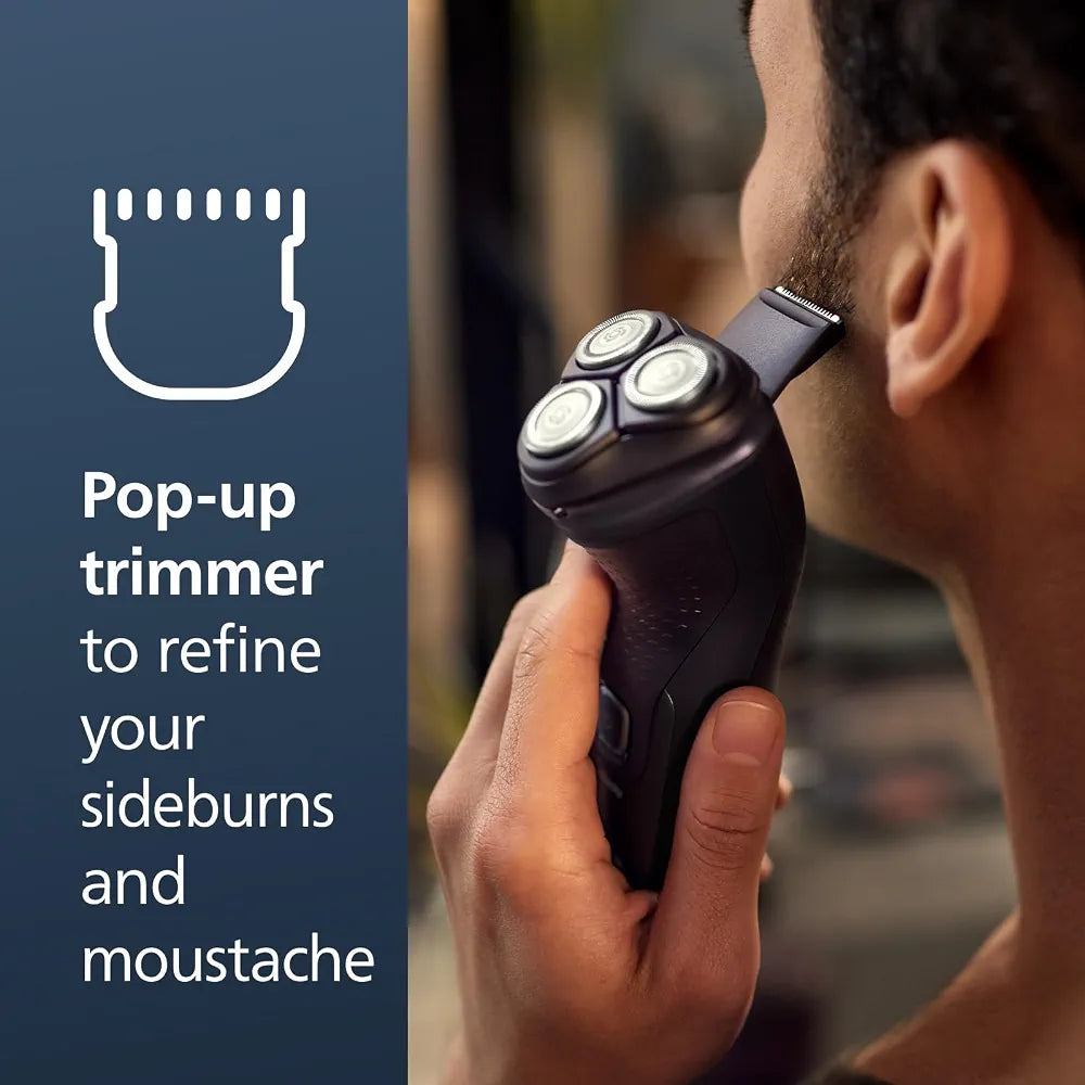 Philips Norelco Shaver 2400 Series Wet & Dry Electric Shaver with Pop-up Trimmer and Protective Cap, Deep Black (Model X3001/90)