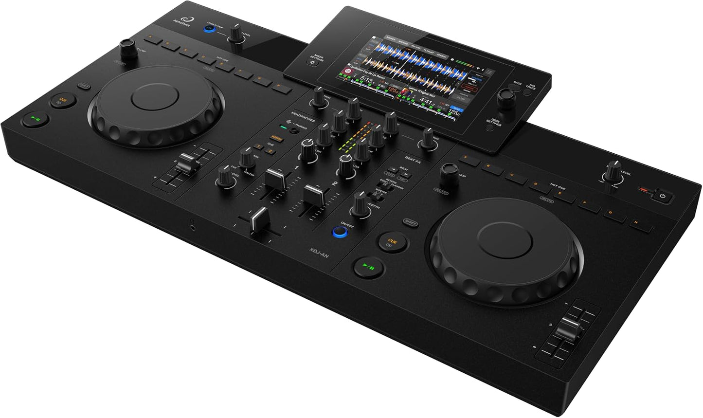 AlphaTheta XDJ-AN 2-Channel All-in-One DJ System, Touchscreen, Wi-Fi | For DJs stepping up from a controller, 2-channel standalone all-in-one, 7-inch touchscreen, SonicLink, Wi-Fi, streaming
