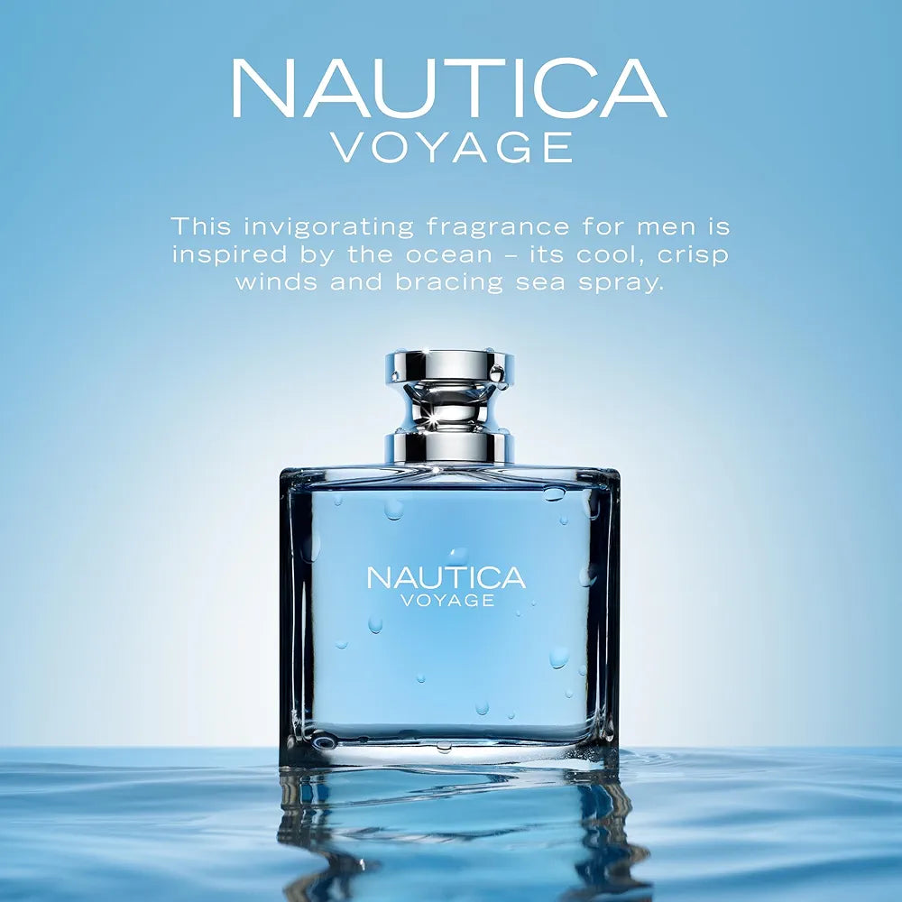 Nautica Voyage Eau De Toilette for Men - Fresh Aquatic Fragrance with Notes of Apple, Water Lotus, Cedarwood, and Musk - 3.3 Fl oz