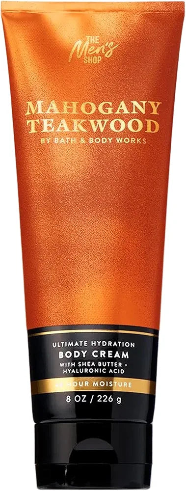 Bath & Body Works Men's Mahogany Teakwood Ultimate Hydration Body Cream with Shea Butter & Hyaluronic Acid, 8 oz