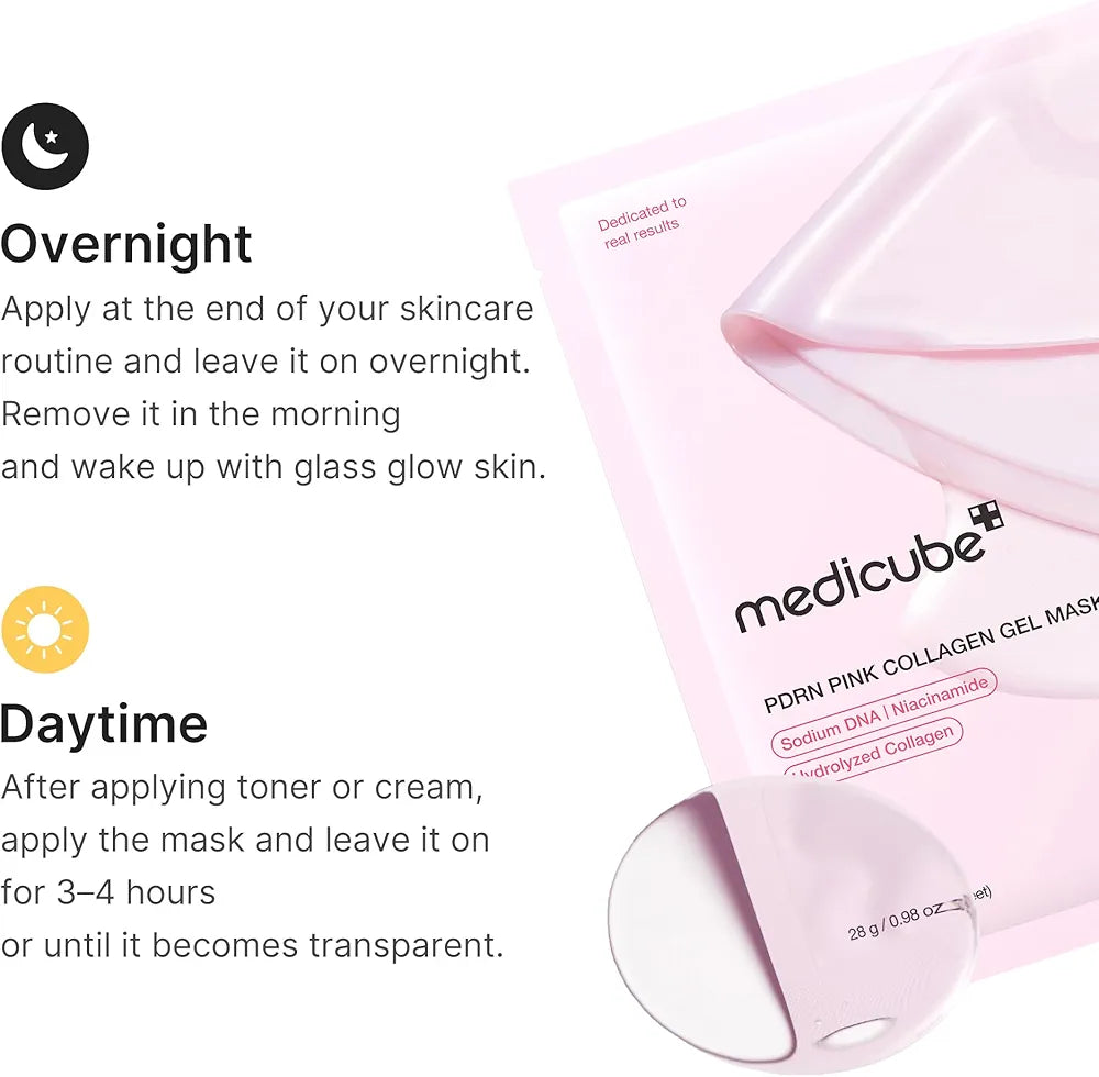 medicube Jelly Gel Mask with Salmon DNA PDRN Pink Collagen | Overnight Face Mask for Glass Glow Skin | Elasticity, Hydrating, Firming and Moisturizing | Korean Skincare, 28g x 4ea
