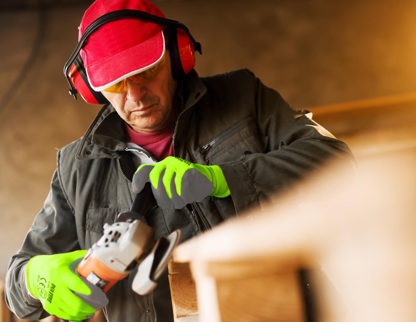 DULFINE Safety Work Gloves for Men & Women, PU Coated Seamless Knit Grip