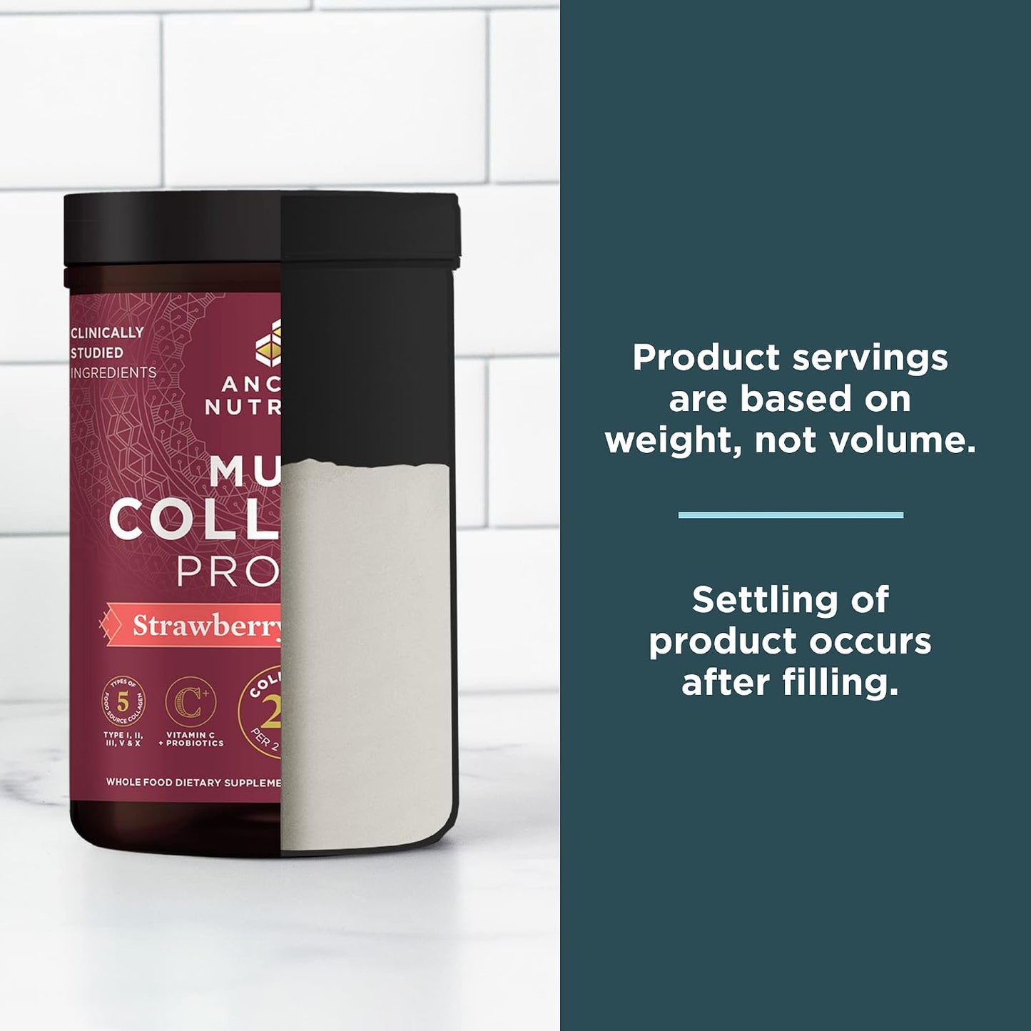 Ancient Nutrition Collagen Peptides Powder, Multi Collagen Protein, Women & Men, Vitamin C, Probiotics, Hydrolyzed Collagen, Supports Skin, Joints, Gut Health, Unflavored (40 Servings)