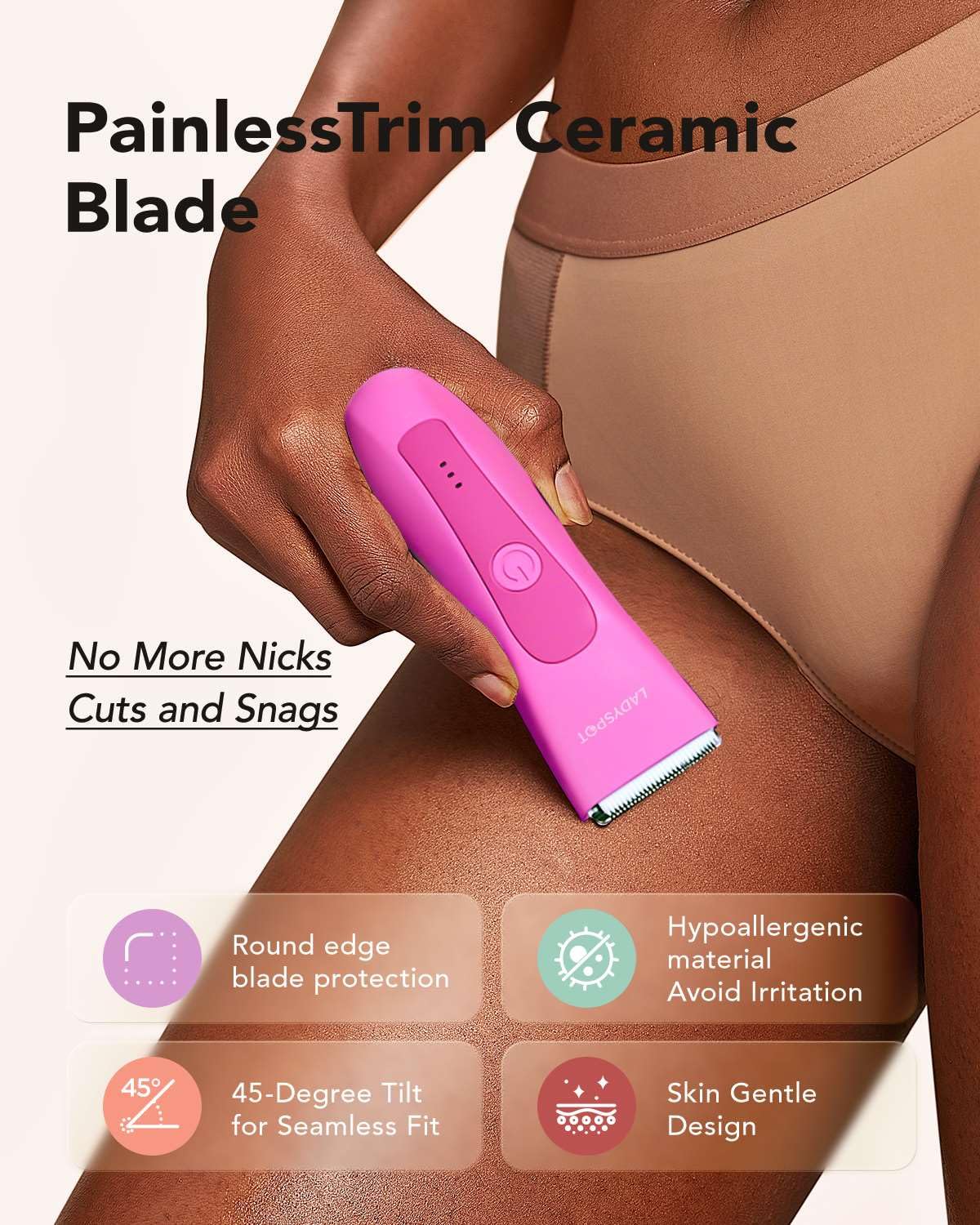 MANSPOT Manscape Groin & Body Hair Trimmer for Men, Electric Pubic Shaver | Replaceable Ceramic Blade, Ball Razors for Men, Manscape Kit with 4 Guards, IPX7 Waterproof, Wet/Dry Use, 90-Minute Shaving