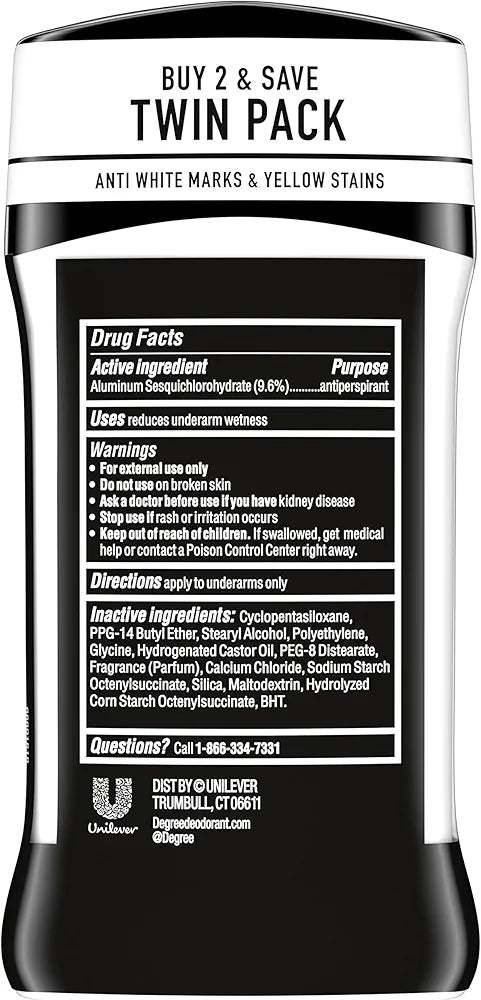 Degree Men UltraClear Antiperspirant Deodorant Black+White 2 Count 72-Hour Sweat & Odor Protection Antiperspirant For Men With MotionSense Technology 2.7 oz