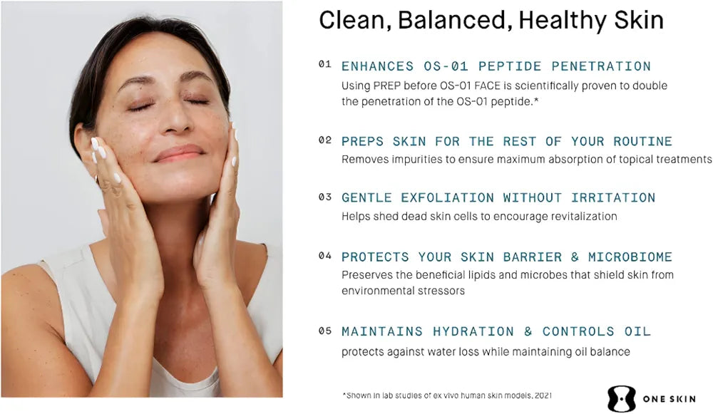 OneSkin PREP Facial Cleanser: Exfoliating Formula for Balanced, Sensitive Skin