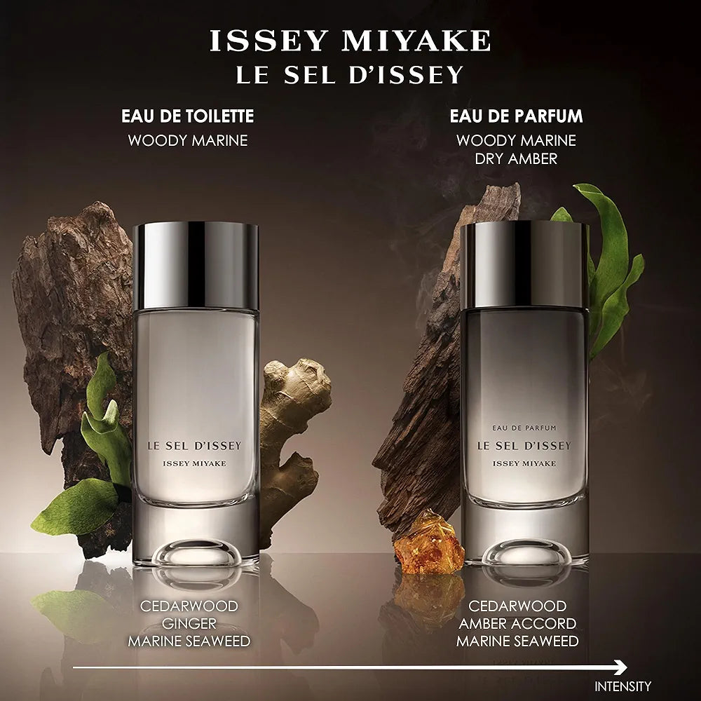 Issey Miyake Le Sel d'Issey Eau de Toilette for Men - Fresh Woody Marine Scent with Salt, Seaweed, Ginger, and Cedarwood - Refillable Bottle