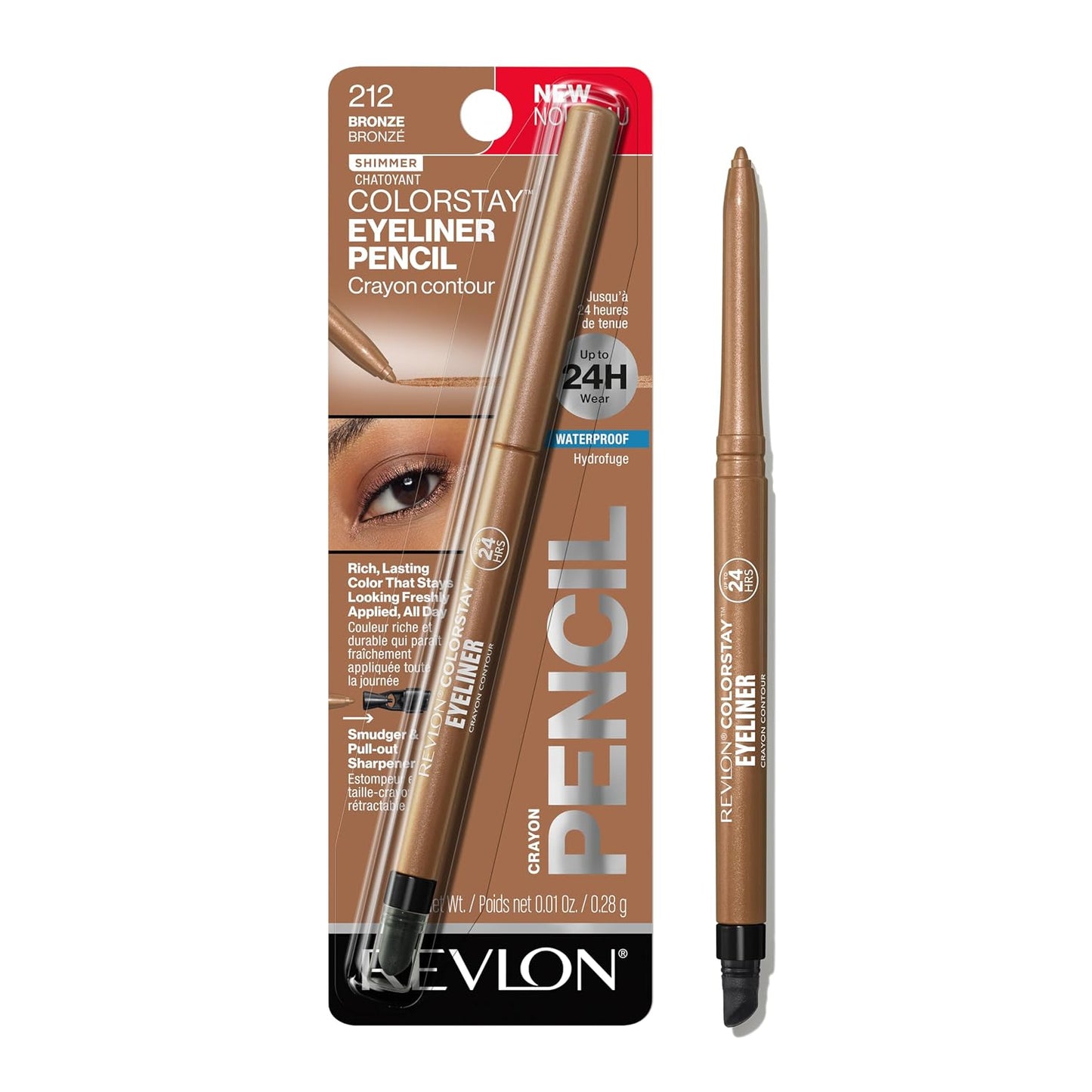 Revlon ColorStay Pencil Waterproof Eyeliner, Smudge-Proof, Eye Makeup with Built-In Sharpener, Long-Lasting, Matte Finish, 202 Black Brown, 0.01 oz | Waterproof pencil eyeliner with built-in sharpener. Smudge-proof, long-lasting, intense matte color.