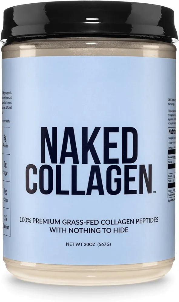 NAKED Collagen Peptides Protein Powder, 60 Servings, Pasture-Raised, Unflavored Grass-Fed Hydrolyzed Collagen Supplement, NSF Certified, Paleo Friendly, Non-GMO, Keto, Gluten Free, 20oz