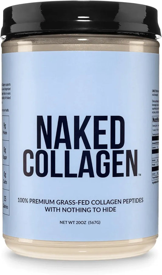 NAKED Collagen Peptides Protein Powder, 60 Servings, Pasture-Raised, Unflavored Grass-Fed Hydrolyzed Collagen Supplement, NSF Certified, Paleo Friendly, Non-GMO, Keto, Gluten Free, 20oz