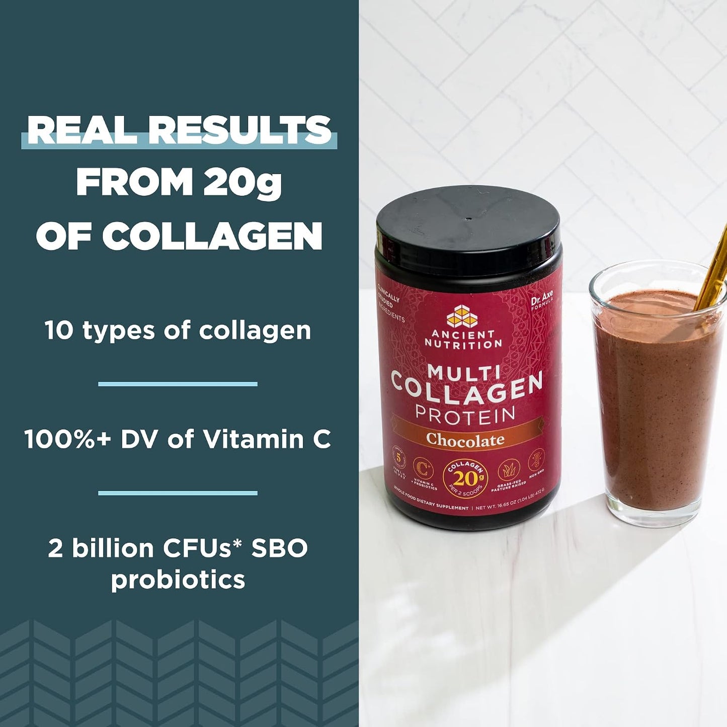 Ancient Nutrition Collagen Peptides Powder, Multi Collagen Protein, Women & Men, Vitamin C, Probiotics, Hydrolyzed Collagen, Supports Skin, Joints, Gut Health, Unflavored (40 Servings)