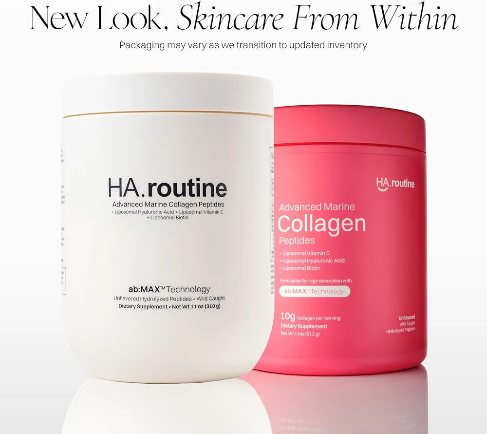 Haroutine Advanced Marine Collagen Peptides Powder + Liposomal Vitamin C, Hyaluronic Acid & Biotin, Type I Collagen Supplement for Skin, Hair, Nails, Joint & Gut Health, Unflavored-Packaging May Vary