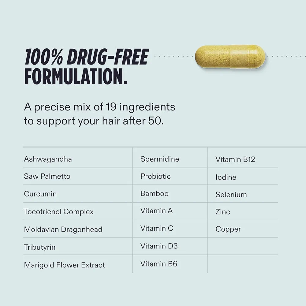 Nutrafol Men 50+ Hair Growth Supplements, Clinically Tested for Visibly Thicker Hair and Scalp Coverage, #1 Dermatologist-Recommended Hair Growth Supplement Brand - 1 Month Supply