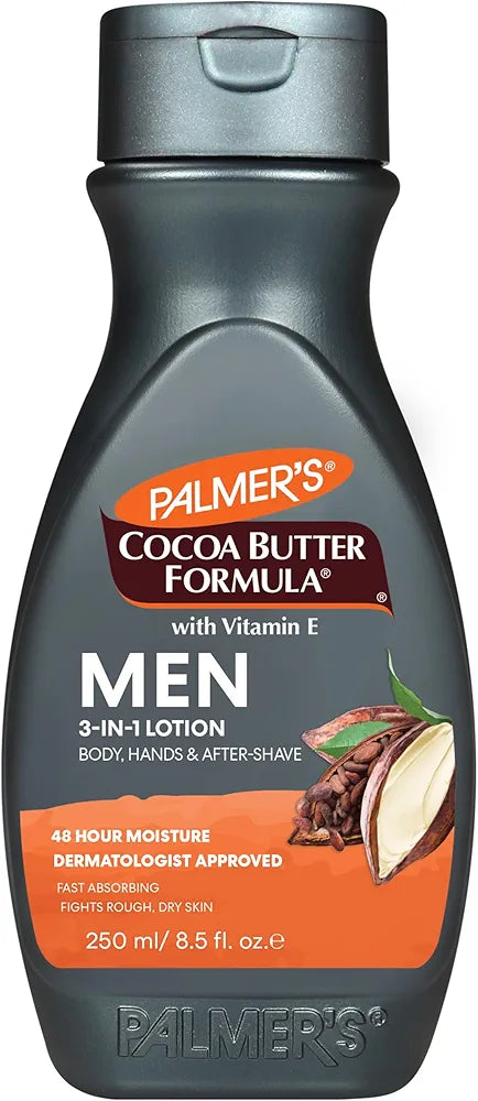 Palmer's Cocoa Butter Formula Men's 3-in-1 Fast Absorbing Face & Body Lotion, 8.5 oz. - Deeply Moisturizing Skincare