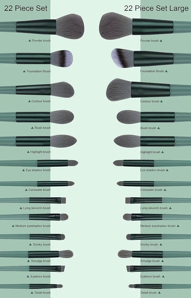Koccido Professional 22-Piece Makeup Brush Set - Complete Foundation and Eyeshadow Kit