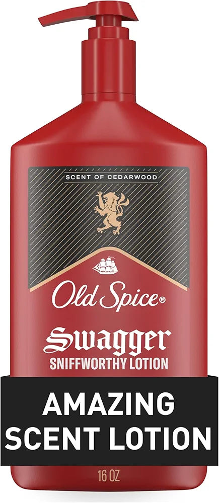 Old Spice Hand, Face & Body Lotion for Men, 24/7 Lightweight Moisturization with Amazing Scent, Instant Absorption, For All Skin Types, Swagger with Cedarwood Scent, 16 oz