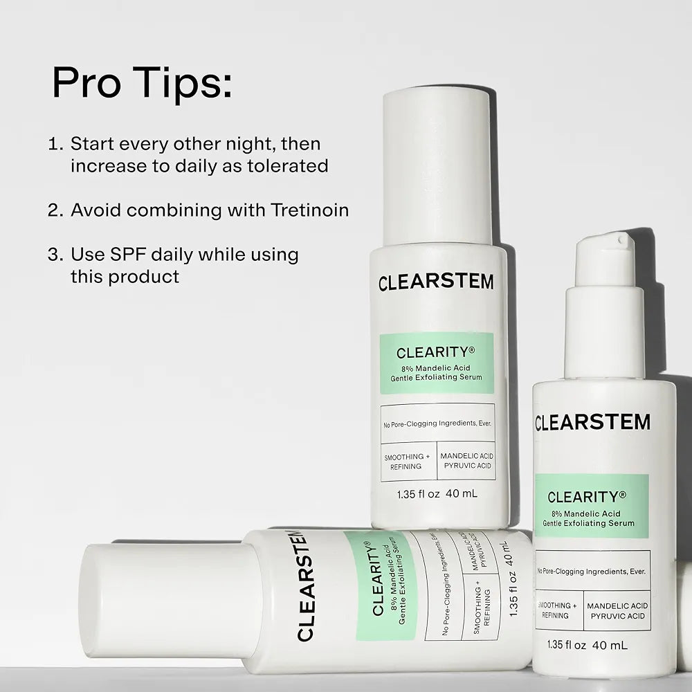 CLEARSTEM CLEARITY Mandelic Acid Serum for Blackheads, Vitamin C & Turmeric Collagen Boost, 1.35 Fl Oz