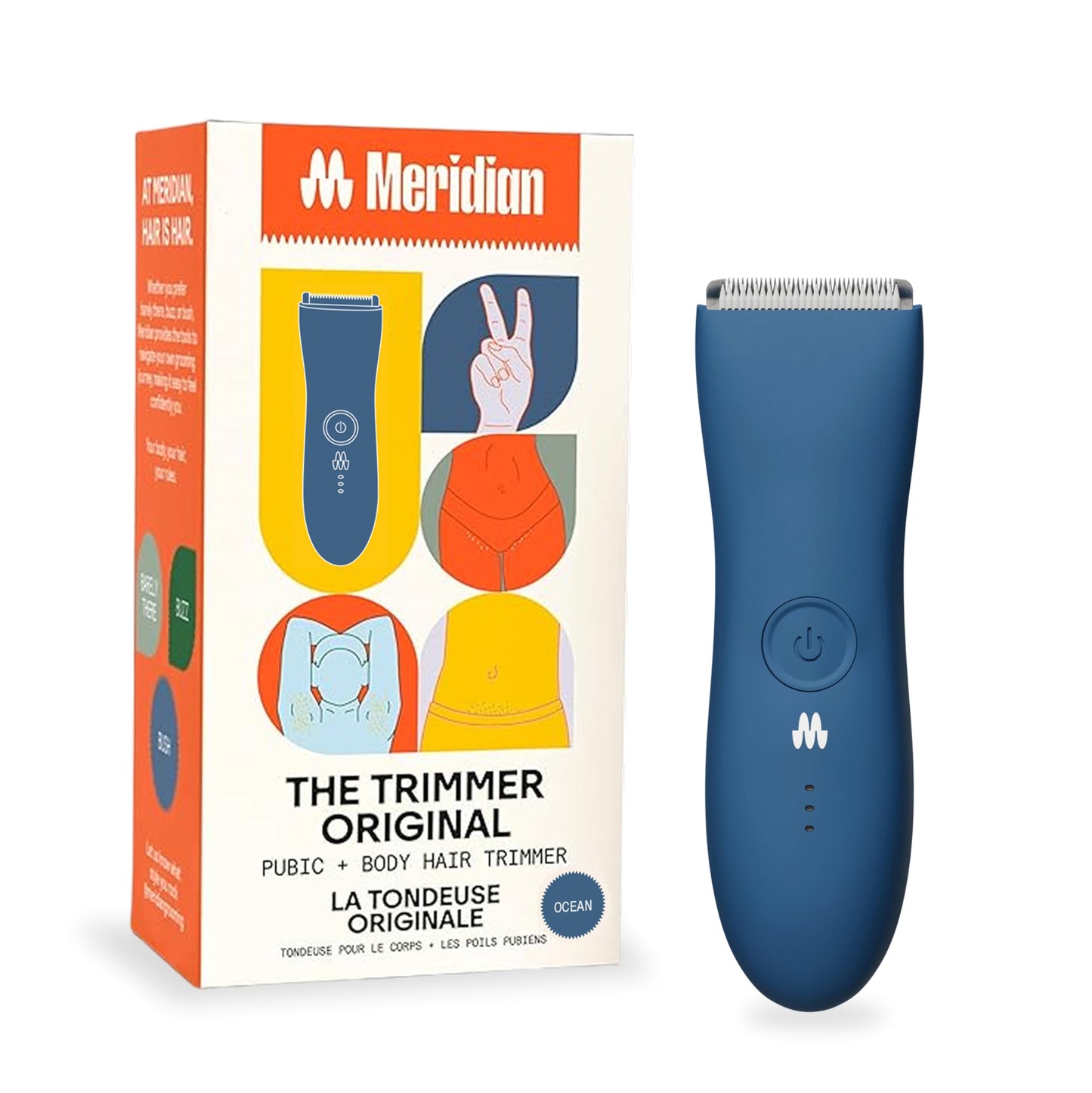 MERIDIAN The Trimmer Original | Body Hair Trimmer for Men & Women | Sage | Rechargeable and Waterproof Shaver for Pubic Area, Chest, Back, Underarms and Bikini Line, with 2 Guide Combs Included