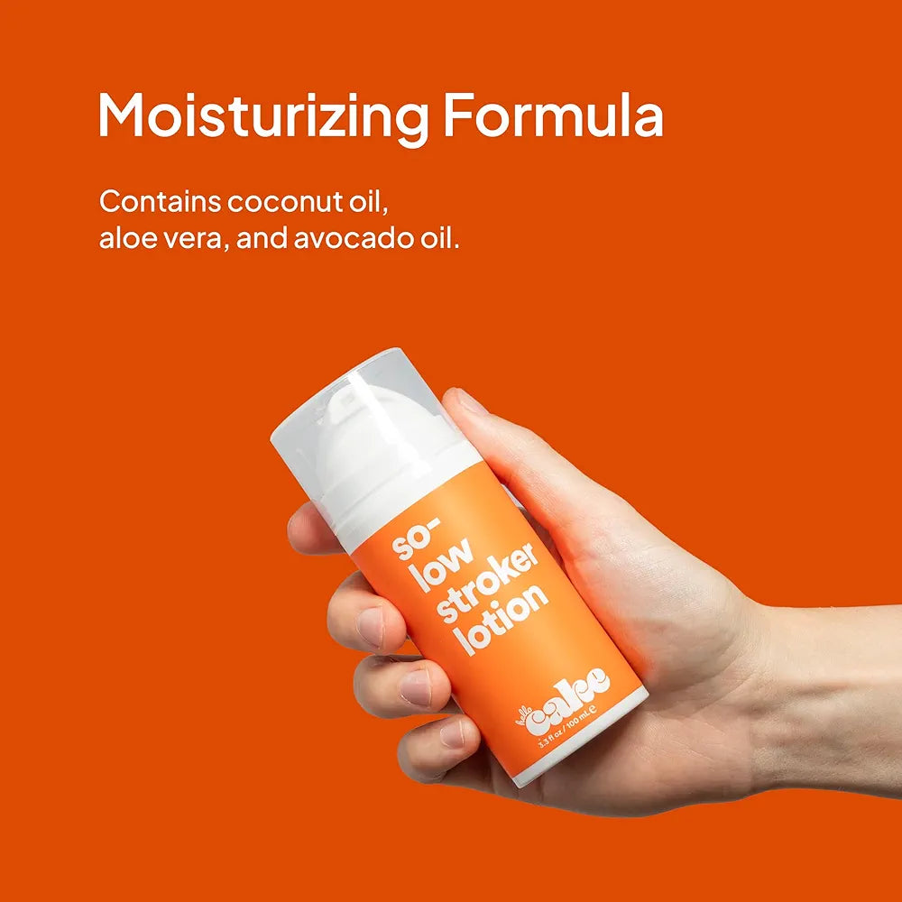 Hello Cake So-Low Stroker Lotion - Premium Moisturizing Personal Lubricant for Men with Coconut Oil, Avocado Oil, and Aloe Vera, 3.3 fl oz