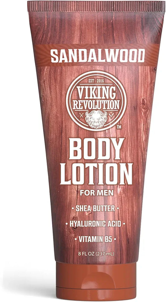 Viking Revolution Sandalwood Men's Body Lotion - Deep Hydration for Dry Skin with Shea Butter, Hyaluronic Acid, and Vitamin B5
