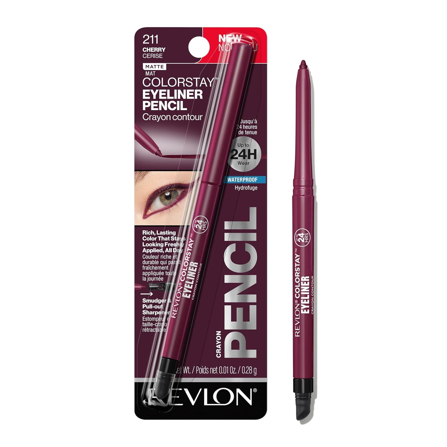 Revlon ColorStay Pencil Waterproof Eyeliner, Smudge-Proof, Eye Makeup with Built-In Sharpener, Long-Lasting, Matte Finish, 202 Black Brown, 0.01 oz | Waterproof pencil eyeliner with built-in sharpener. Smudge-proof, long-lasting, intense matte color.