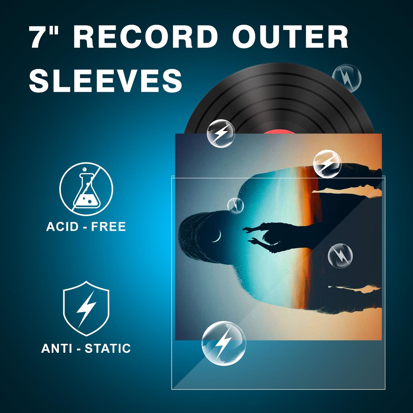 7-Inch Vinyl Record Inner Sleeves, White Paper for 45 RPM Albums, 100 Pack | Acid-Free Heavy Archival Kraft Paper, Center Hole, Smooth Snag-Free Seams, Dust & Scratch Shield for Long-Term Vinyl Storage