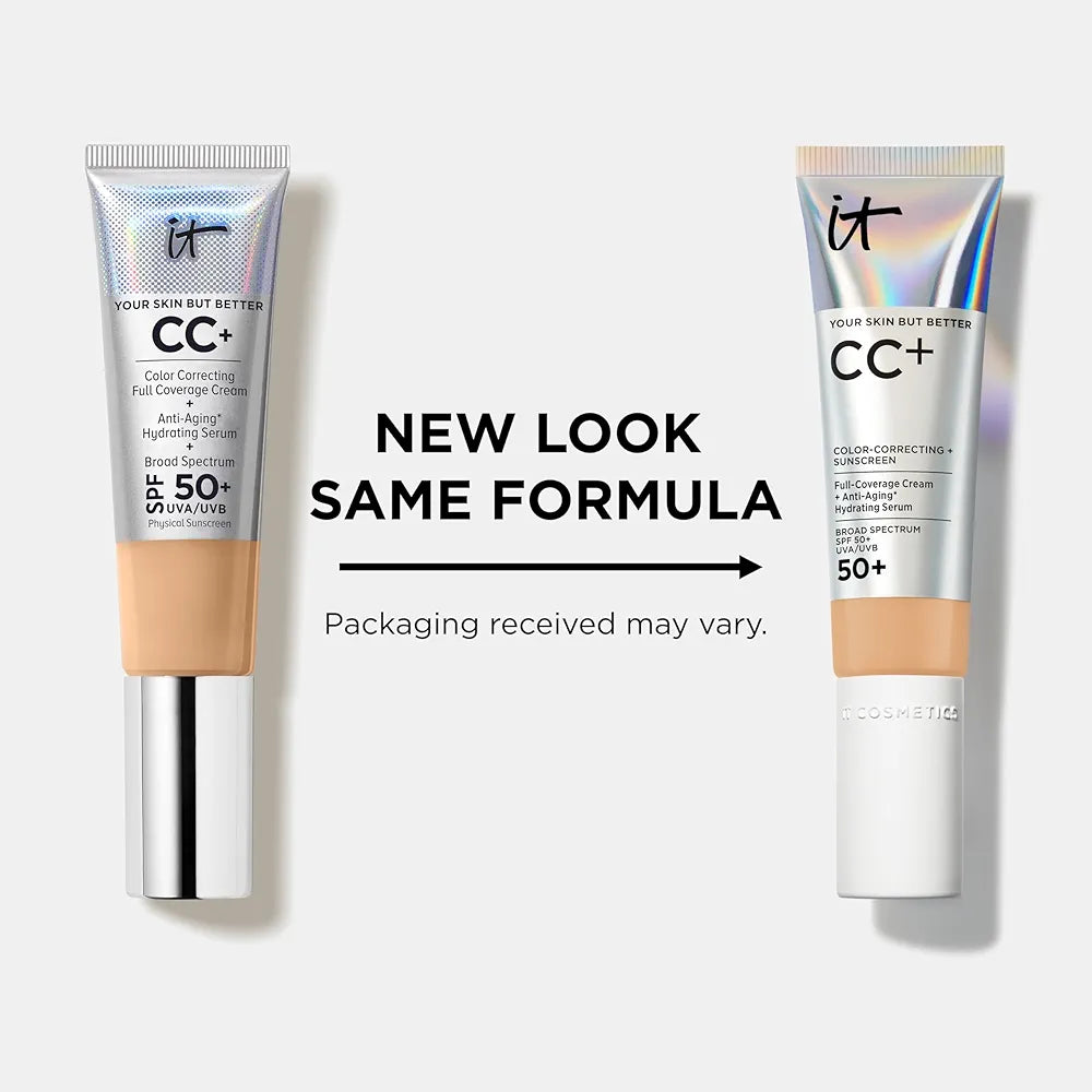 IT Cosmetics CC+ Cream Full Coverage Foundation with SPF 50+, Color Correcting Serum, and Anti-Aging Benefits