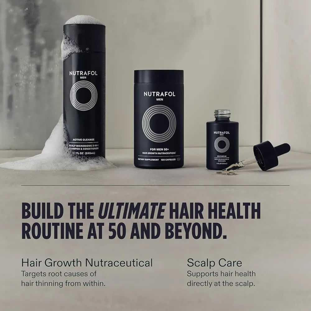 Nutrafol Men 50+ Hair Growth Supplements, Clinically Tested for Visibly Thicker Hair and Scalp Coverage, #1 Dermatologist-Recommended Hair Growth Supplement Brand - 1 Month Supply