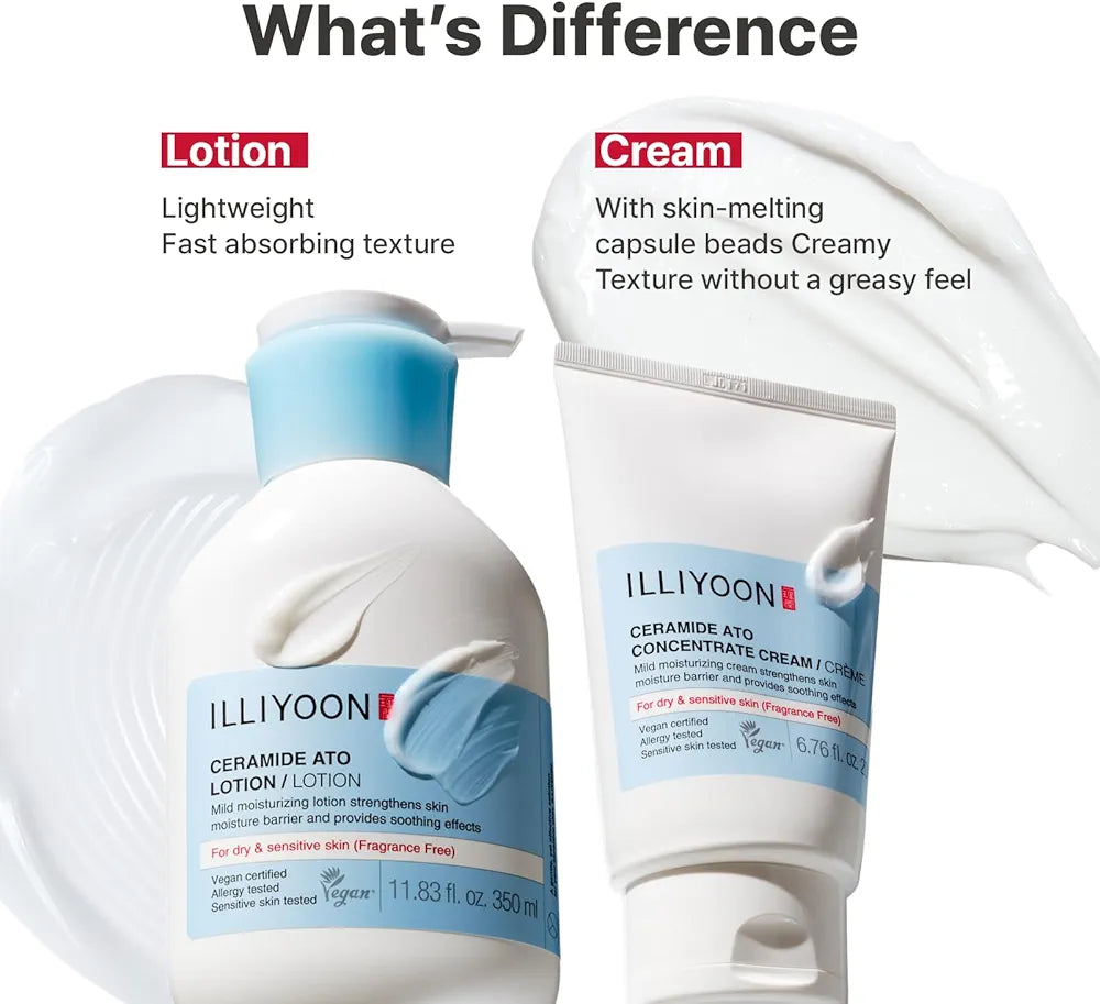 Illiyoon Ceramide Ato Lotion | Lightweight Moisturizer for Dry & Sensitive Skin, Barrier Repair for Face and Body, Mild for Babies, Vegan Certified, Korean Skincare, 2.29 fl.oz.