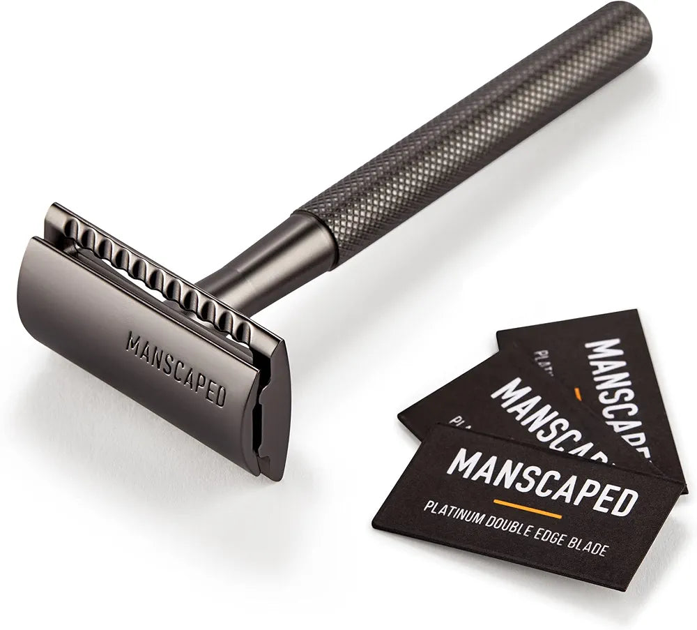 MANSCAPED® The Plow® 2.0 Premium Single Blade Double-Edged Safety Face Razor for Men - Precision Grooming Tool