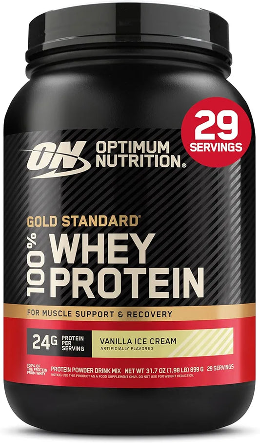 Optimum Nutrition Gold Standard 100% Whey Protein Powder, Vanilla Ice Cream, 2 Pound 