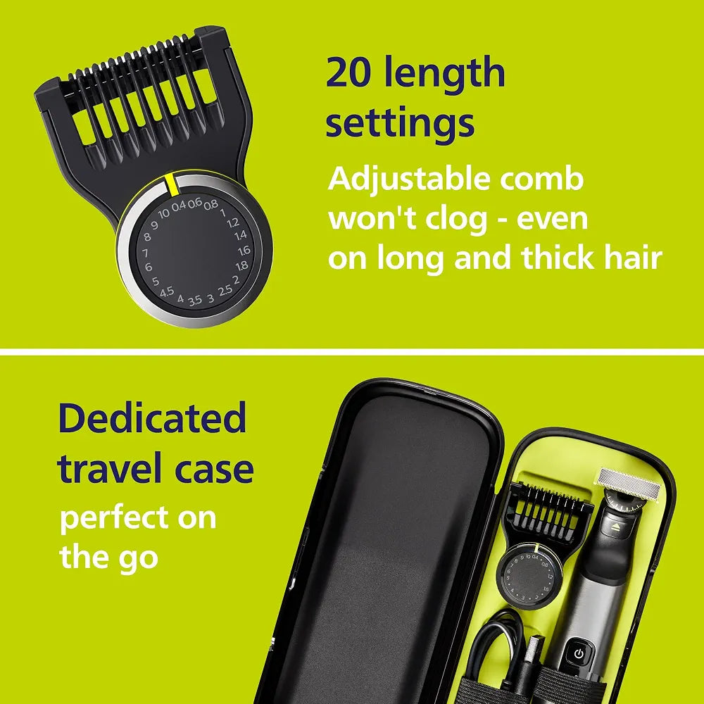 Philips Norelco OneBlade 360 Pro Face + Body Hybrid Electric Trimmer and Shaver with 360 Blade Technology (Model QP6552/90)