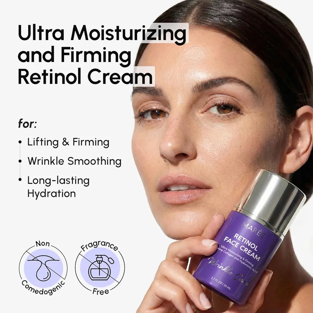 MAREE Retinol & Collagen Anti-Aging Face Moisturizer with Hyaluronic Acid for Dry Skin