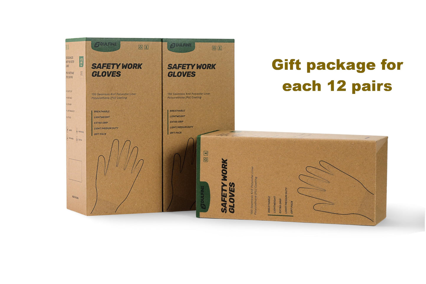 DULFINE Safety Work Gloves for Men & Women, PU Coated Seamless Knit Grip