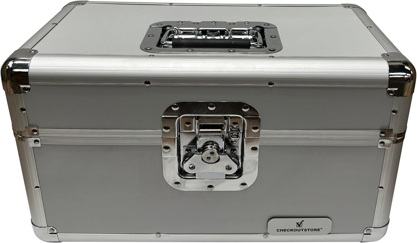 CheckOutStore Silver Aluminum 7" 45 RPM Record Storage Box (Holds Up to 200 Records)